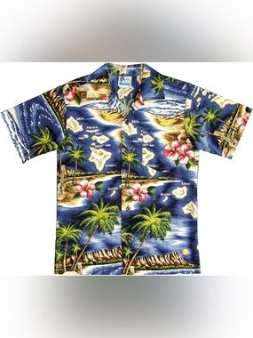 RJC Hawaiiabn Hibiscus Island Button Up Shirt